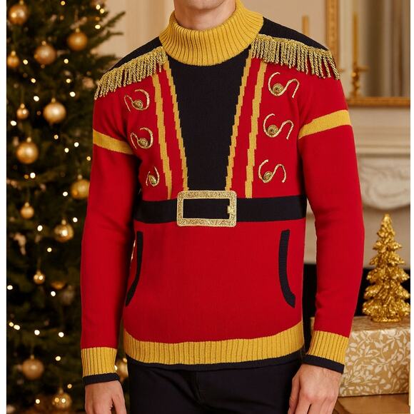 Nutcracker Sweater Ugly Christmas Sweater Sz. Large Unisex Halloween Costume - Picture 1 of 13